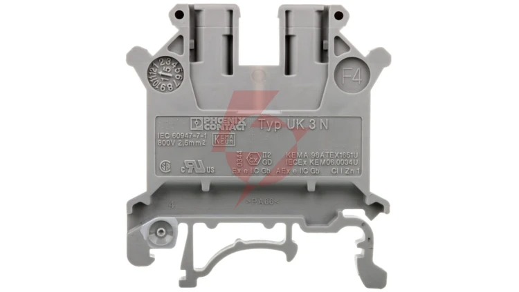 Złączka szynowa 2-przewodowa 2,5 mm2 szara UK 3 N 3001501