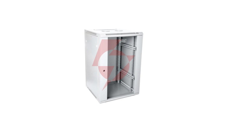 Szafa sieciowa wisząca 19 21U rack 600x600, drzwi szyba, szary, niedzielona, niezłożona, 60kg DN-WU19 21U/600