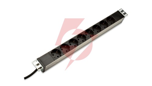 Listwa zasilająca PDU 19 Rack, 8x gniazdo schuko,2.0m, 1x wtyk unischuko, 16A, aluminiowa DN-95401