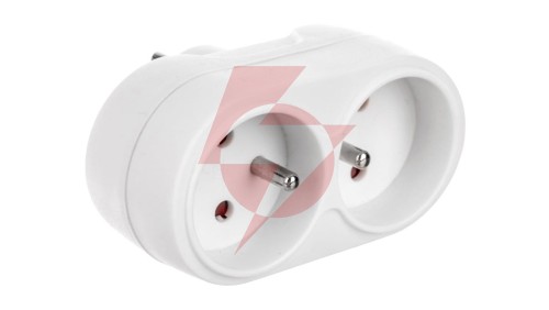 Rozgałęziacz wtyczkowy 2x2P+Z biały AE-RU0102-00