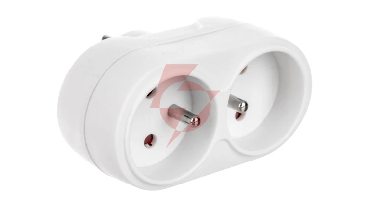 Rozgałęziacz wtyczkowy 2x2P+Z biały AE-RU0102-00
