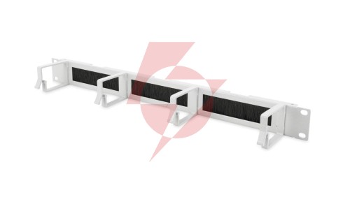 Organizator kablowy ze szczotką 19 1U 4x uchwyty aluminiowe 44x72mm szary DN-97662