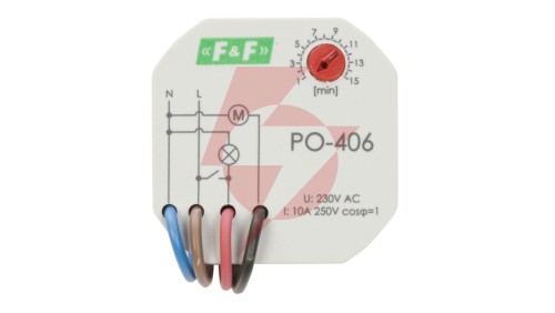 Przekaźnik czasowy 1Z 10A 1-15min 230V AC opóźnione odpadanie PO-406