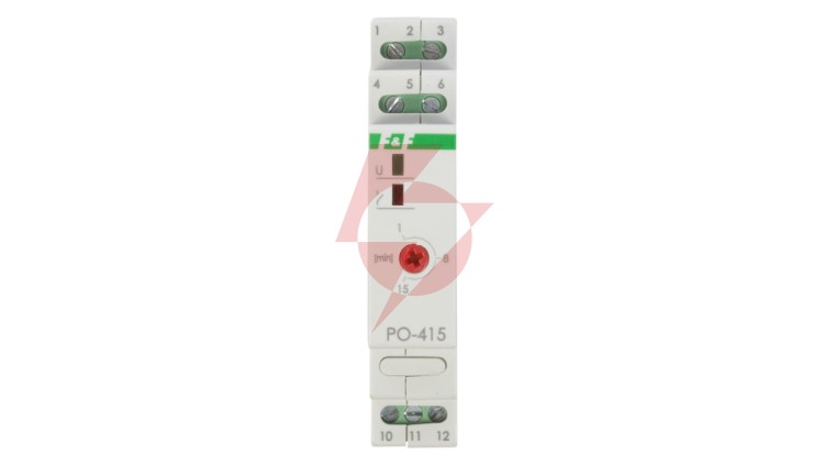 Przekaźnik czasowy 1P 10A 1-15min 230V AC opóźnione odpadanie PO-415 230V