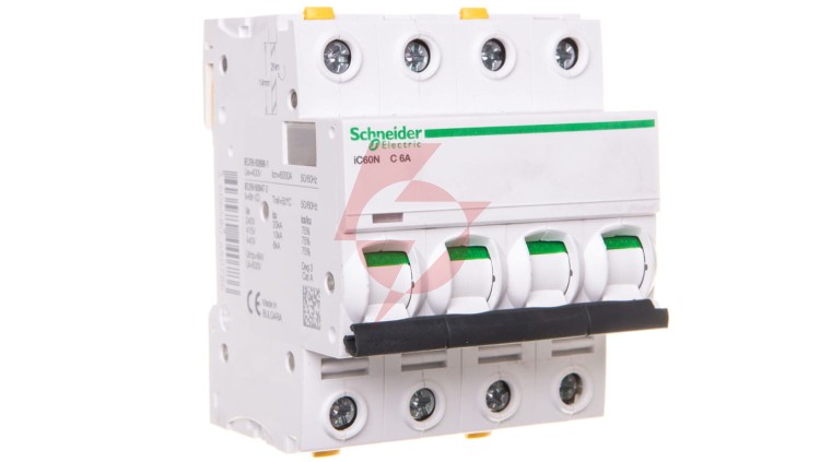 Wyłącznik nadprądowy 4P C 6A 6kA AC iC60N-C6-4 Acti9 A9F04406