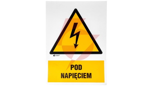Samoprzylepna tabliczka ostrzegawcza /POD NAPIĘCIEM 148X210/ 2EOA/Q4/F
