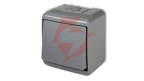 JUNIOR Łącznik jednobiegunowy popielaty IP54 10WHE-1