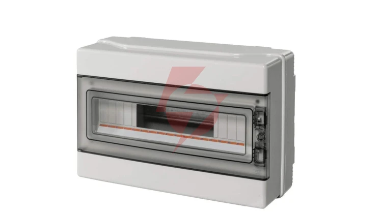 Rozdzielnica modułowa 1x18 n/t bezhalogenowa drzwi transp.IP65 szyna N+PE szara 1000V AC 1500V DC PV UV 290x390x140, EC62018E