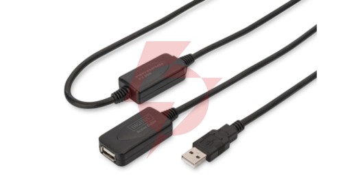 Kabel przedłużający USB 2.0 HighSpeed Typ USB A/USB A M/Ż aktywny czarny 20m DA-73102