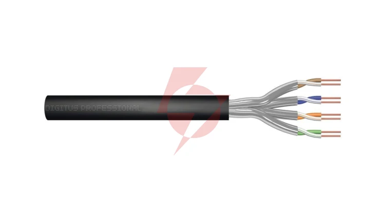 Kabel instalacyjny zewnętrzny żelowany DIGITUS kat.5e U/UTP, Fca, AWG 24/1, PE, 305m, czarny, karton DK-1511-VH-305-OD