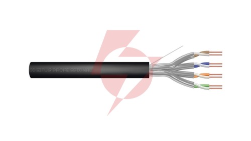 Kabel instalacyjny zewnętrzny żelowany DIGITUS kat.6A,U/FTP, Fca, AWG 23/1, PE, 500m, czarny, szpula DK-1621-A-VH-5-OD