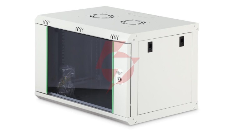 Szafa sieciowa wisząca Dynamic 19 7U rack 600x450, drzwi szyba, szary, niezłożona, 60kg DN-37100