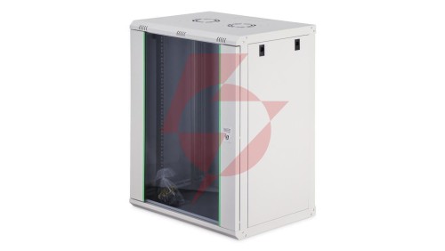Szafa sieciowa wisząca Dynamic 19 16U rack 600x450, drzwi szyba, szary, niezłożona, 60kg DN-37112