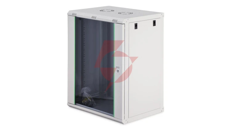 Szafa sieciowa wisząca Dynamic 19 16U rack 600x450, drzwi szyba, szary, niezłożona, 60kg DN-37112