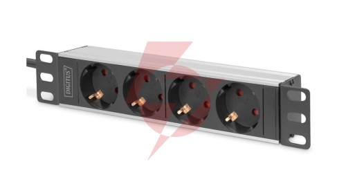 Listwa zasilająca PDU 10 Rack 4x gniazdo schuko,2.0m, 1x wtyk schuko, 16A, aluminiowa DN-95418