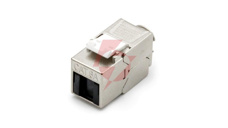 Moduł (gniazdo) Keystone RJ45 (8P8C) kat.6A, STP, ekranowany, beznarzędziowy, osłona przeciwpyłowa DN-93615-D