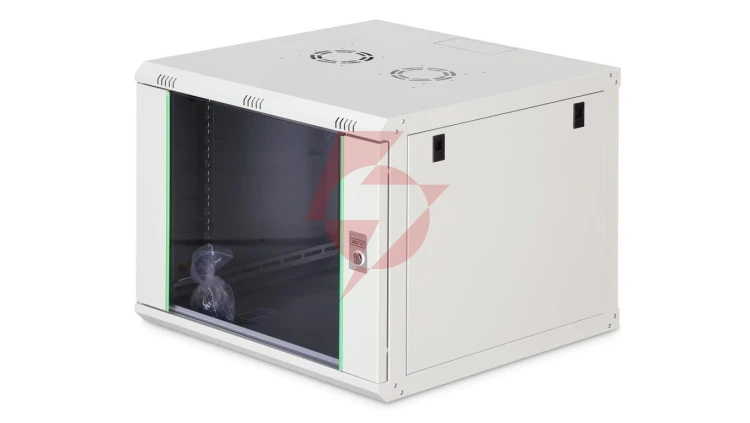 Szafa sieciowa wisząca Dynamic 19 9U rack 600x600, drzwi szyba, szary, niezłożona, 60kg DN-37106