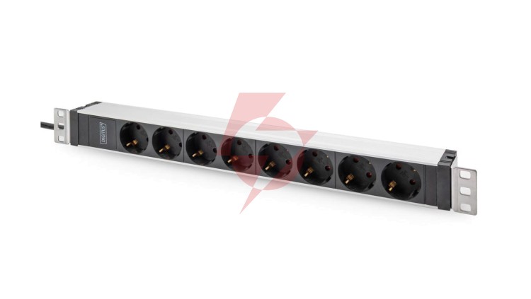 Listwa zasilająca PDU 19 Rack, 8x gniazdo unischuko 16A/230 V, 2.0m, 1x wtyk C20 , 16A, aluminiowa DN-95428