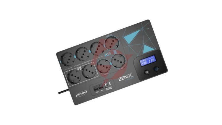 Zasilacz awaryjny UPS Infosec ZEN-X Master 800VA 480W 8 gniazd Schuko USB-C 66125