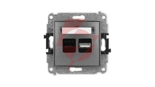 MINI Mechanizm ładowarki USB podwójnej USB C + USB A, 20W max., grafitowy 11MCUSB-8