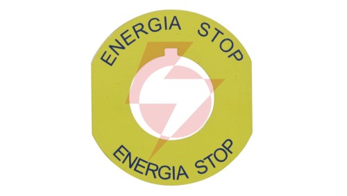 Tabliczka opisowa żółta okrągła fi42 ENERGIA STOP ST22-4509P02