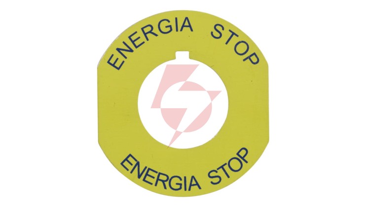 Tabliczka opisowa żółta okrągła fi42 ENERGIA STOP ST22-4509P02