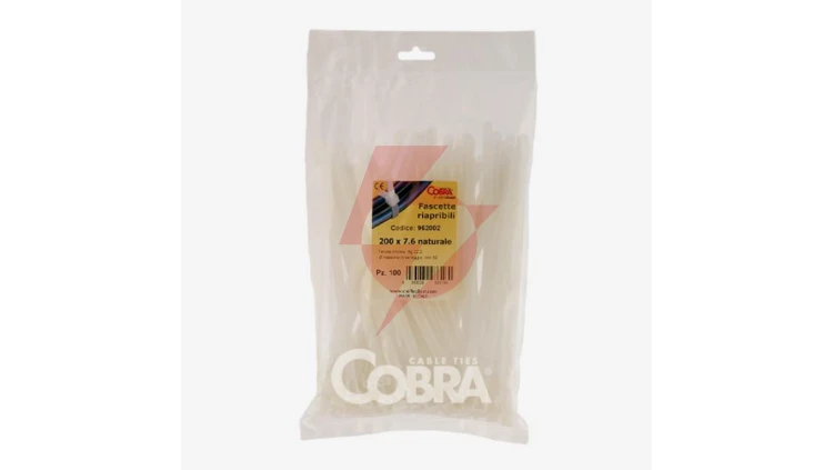 Opaska kablowa otwierana wielokrotnie biała 150x7.6 COBRA /100szt./ 962101