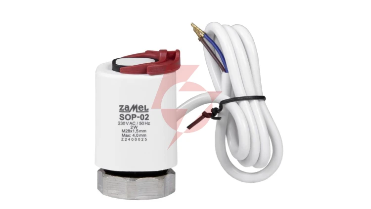 SIŁOWNIK TERMOELEKTRYCZNY M28X1,5 NC, 230V AC TYP: SOP-02