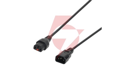 Kabel przedłużający zasilający z blokadą IEC LOCK 3x1mm2 C14/C13 prosty M/Ż 5m czarny IEC-PC1071