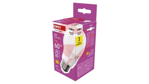 Żarówka LED Classic A60 / E27 / 7 W (60 W) / 806 lm / neutralna biel ZQ5E43