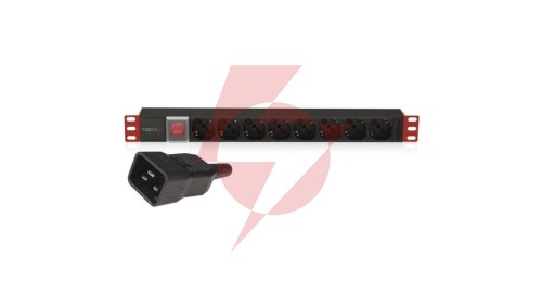 Listwa Zasilająca Rack 1U 8x Schuko/UNEL, Kabel C20 3m, 16A