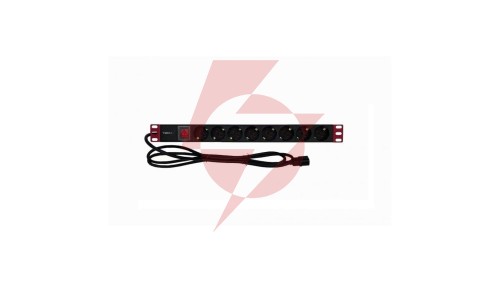 Listwa zasilająca Rack 1U 8x Schuko, włącznik, kabel C14 2m