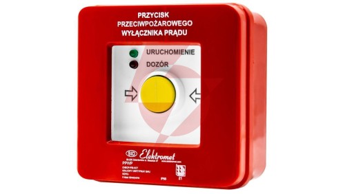 Przycisk ppoż wyłącznika prądu n/t 4 tory prądowe 12A, NO-NO NO-NO, diody czerwona/zielona PPWP-5s A