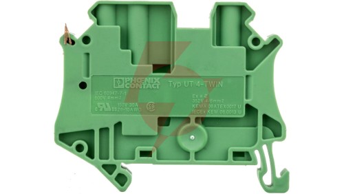 Złączka szynowa 3-przewodowa 4mm2 zielona Ex UT 4-TWIN GN 3044367 /50szt./