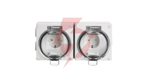 OYSTER IP66 2xgniazdo wtyczkowe w obudowie hermetycznej 16A/250V szary 6185-42
