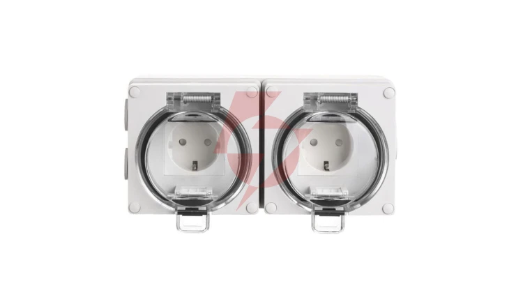 OYSTER IP66 2xgniazdo wtyczkowe w obudowie hermetycznej 16A/250V szary 6185-42