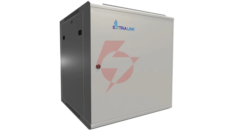 Szafa rack montowana na ścianie, drzwi blaszane pełne Extralink 12U 600x600 ASP Szara