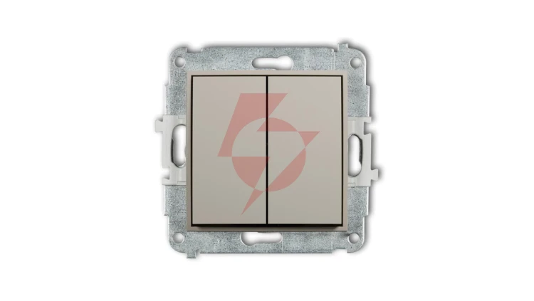 MINI Mechanizm łącznika podwójnego schodowego (dwa klawisze bez piktogramów) taupe 60MWP-33.1
