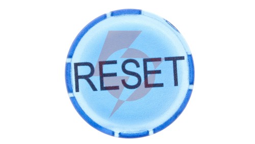 Soczewka przycisku 22mm płaska niebieska z opisem RESET M22-XDL-B-GB14 218336