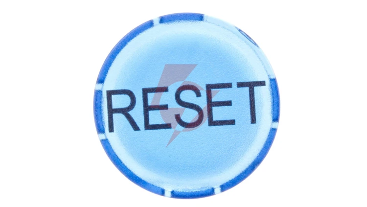 Soczewka przycisku 22mm płaska niebieska z opisem RESET M22-XDL-B-GB14 218336