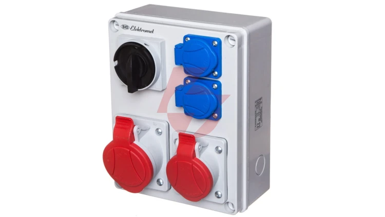 Rozdzielnica L-0-P 40A 1X16A 3P+N+Z 400V, 1X32A 3P+N+Z 400V, 2X16A 2P+Z 250V IP44 RSK-1 999606