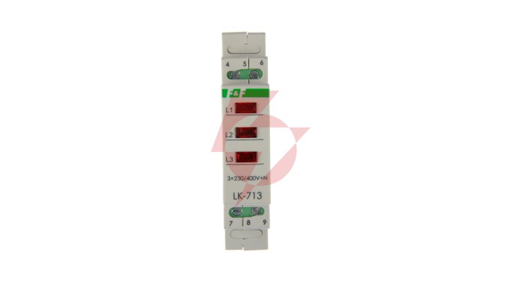 Lampka modułowa 3-fazowa czerwona 3x230V+N AC LK-713R