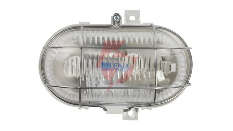 Oprawa kanałowa OVAL 1x60W E27 IIkl. 230V IP44 z siatką metal. wzmocnioną, biała, kl. pryzmatyczny 320170/EU