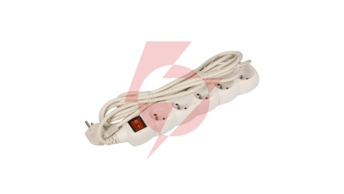 Przedłużacz z wyłącznikiem 5-gniazd z/u 5m /H05VV-F 3G1/ biały P1515