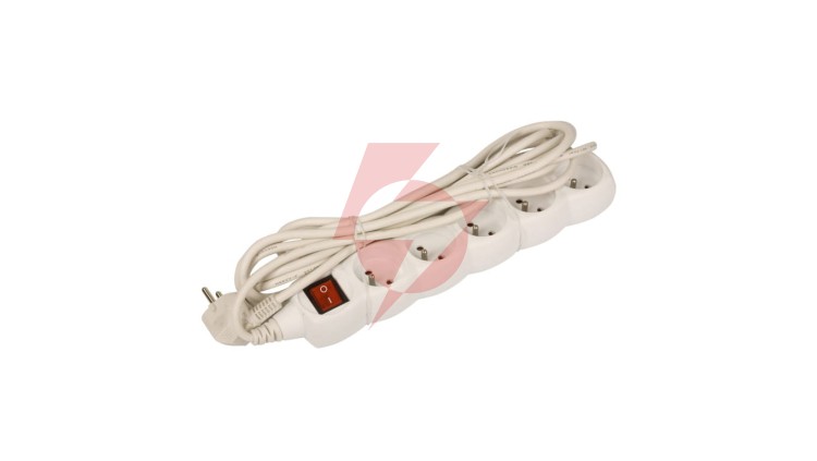 Przedłużacz z wyłącznikiem 5-gniazd z/u 5m /H05VV-F 3G1/ biały P1515