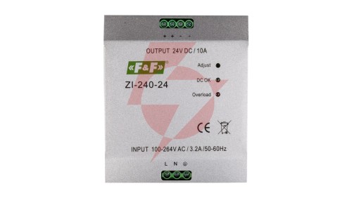 Zasilacz impulsowy 230VAC/24VDC 240W 10A ZI-240-24V