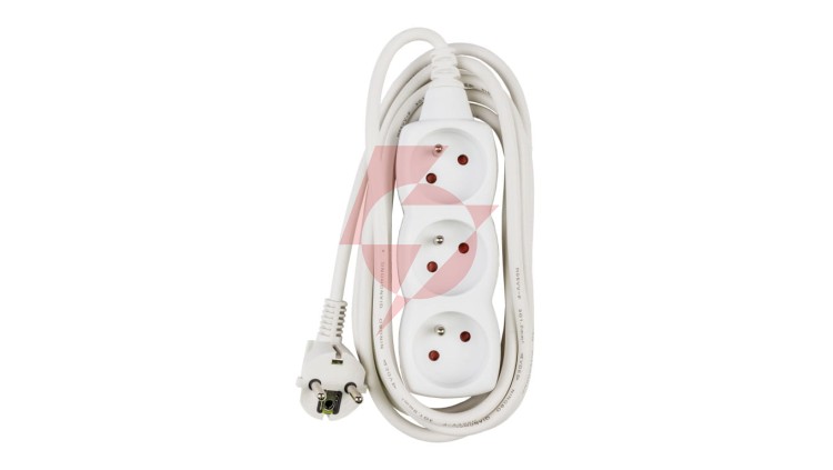 Przedłużacz 3-gniazda z/u 3m /H05VV-F 3G1/ biały P0313
