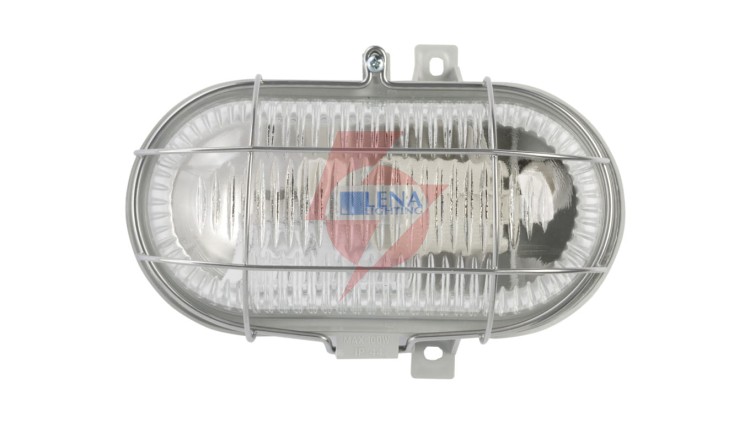 Oprawa kanałowa OVAL 1x100W E27 IIkl. 230V IP44 z siatka metal. wzmocnioną, kl. pryzmatyczny 100178