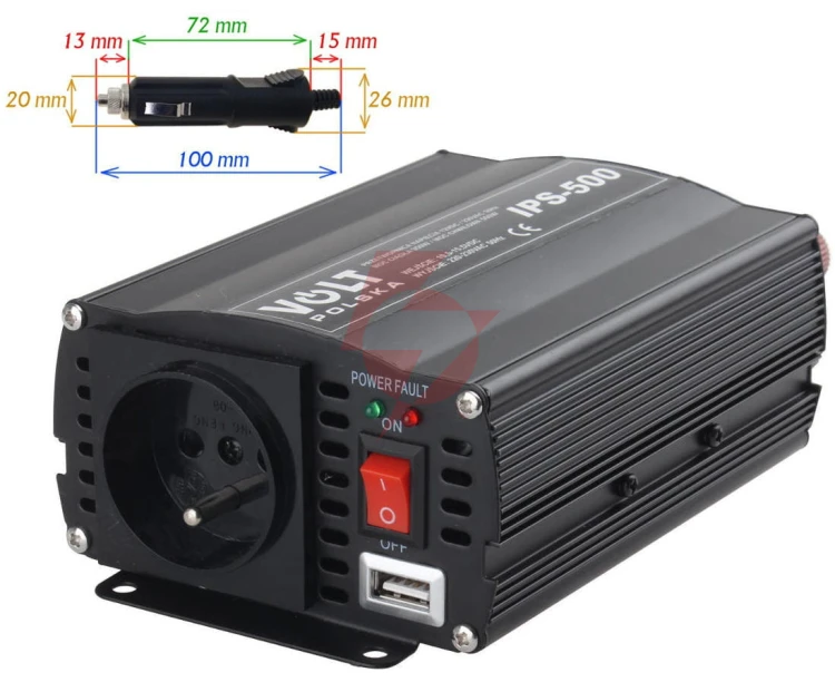 Przetwornica volt polska ips-500 12v / 230v 350/500 w