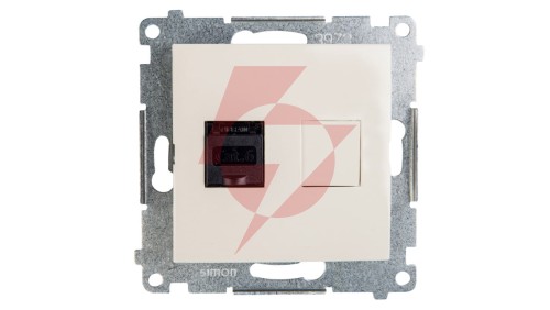 Simon 54 Gniazdo komputerowe pojedyncze RJ45 kat.6 z przesłoną kremowe D61.01/41